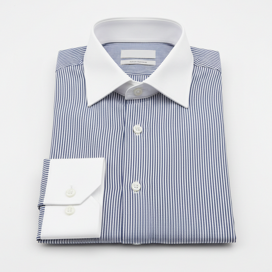 Two-tone white navy shirt