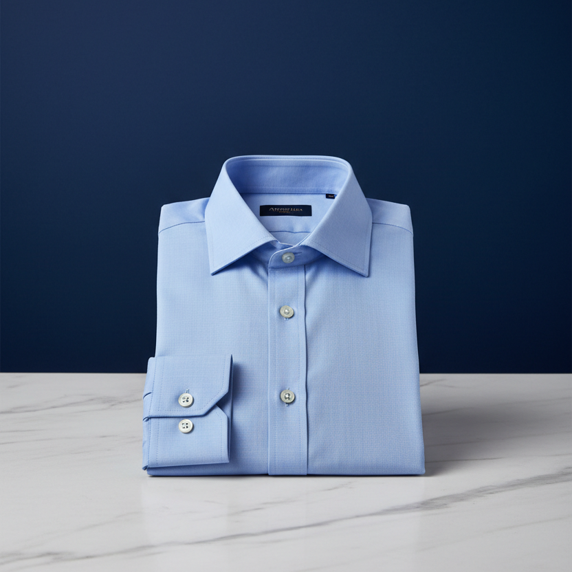 Sky-blue shirt in fine twill