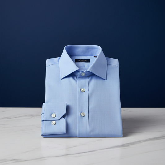 Chemise bleu ciel en twill fin